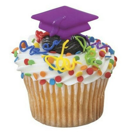 Purple Graduation Grad Cap Hat 12 Party Cupcake Cake Topper Picks