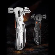 ZLBDYG Outdoor Multifunctional Stainless Steel Combination Pliers with Hammer, Camping Multi-Tool Featuring Flashlight and Nail Puller for Emergency Repairs and Adventure Activities