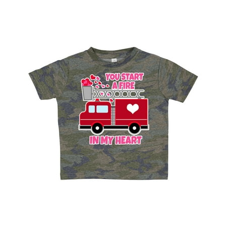 

Inktastic Valentine Fire Truck White and Pink Hearts Gift Toddler Boy or Toddler Girl T-Shirt