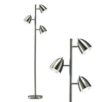 Brightech Jacob 64" Modern 3-Light LED Floor Lamp with Metal Cone Shades and 3 Adjustable Heads - Brushed Nickel