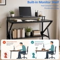 thumbnail image 6 of 39.5 " Modern Computer Desk with Monitor Stand & Storage Shelf, Small Gaming Desk for Home Office，Black, 6 of 9