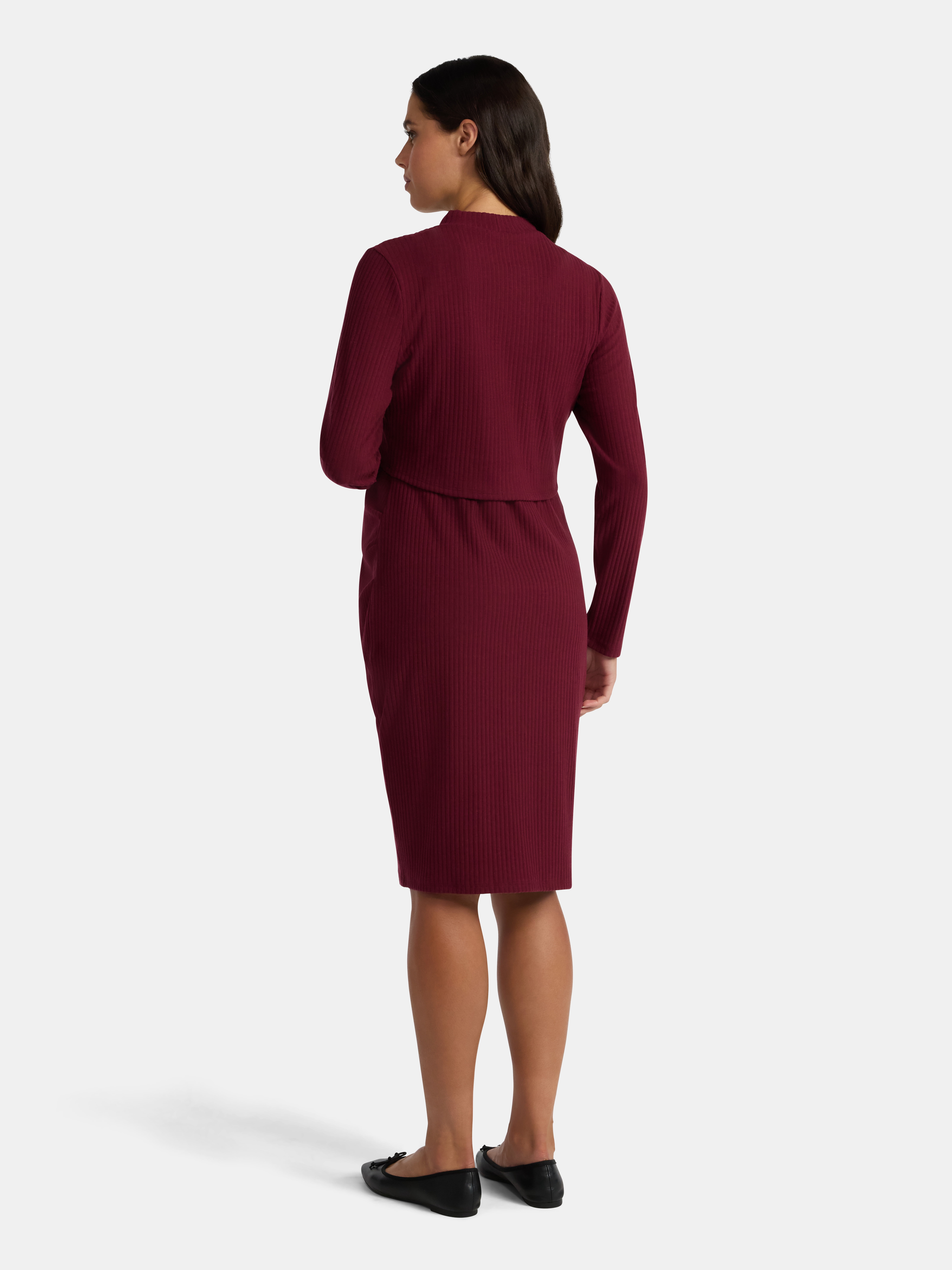 Time and Tru Women's Maternity Ribbed Dress Set, 2-Piece, Size S-XXL