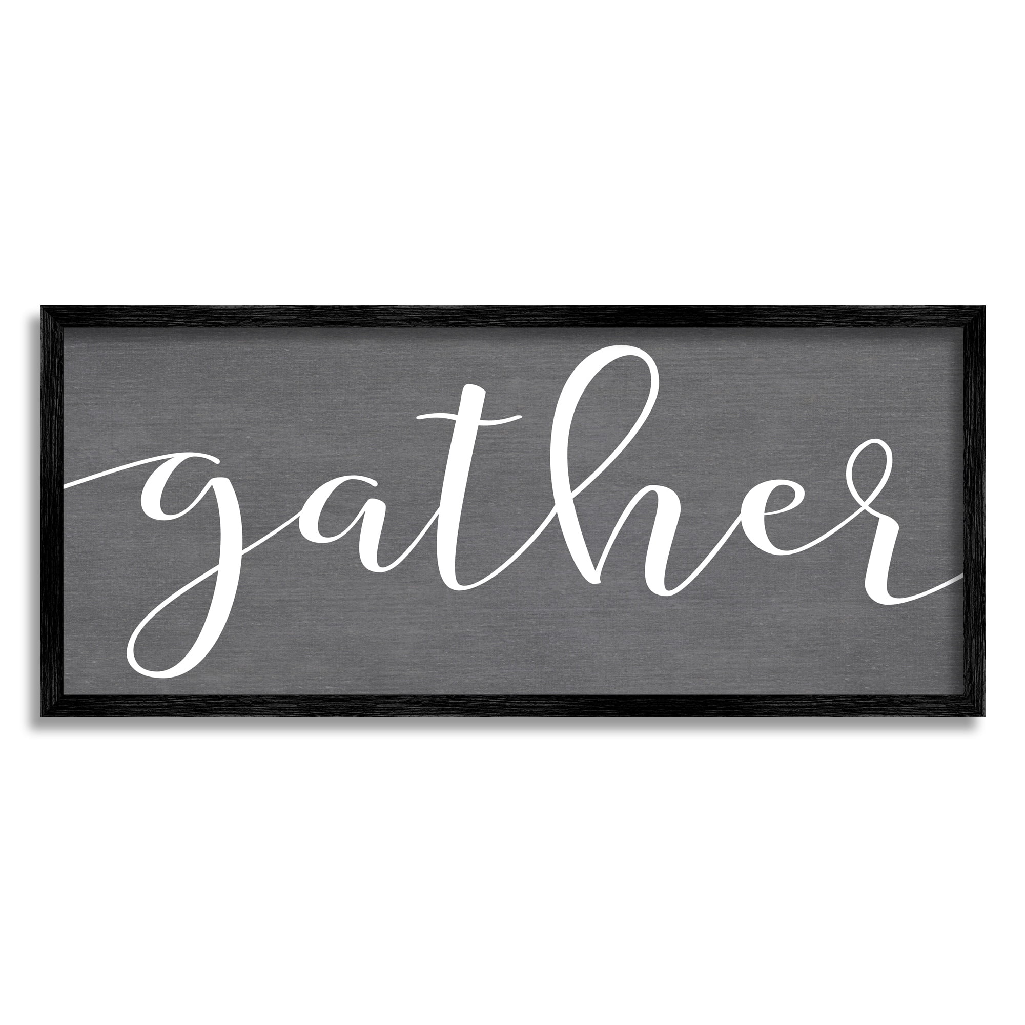 Stupell Industries Gather Rustic Family Calligraphy Cursive Sign Graphic Art Black Framed Art Print Wall Art, Design by Lettered and Lined