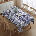 thumbnail image 2 of Blue Ethnic Geometric Patchwork Pattern Rectangle Tablecloth 60"x84",Waterproof Polyester Rectangle Table Cloth, Wipeable Spillproof Polyester Tablecloth for Dining, Camping, Indoor and Outdoor, 2 of 5