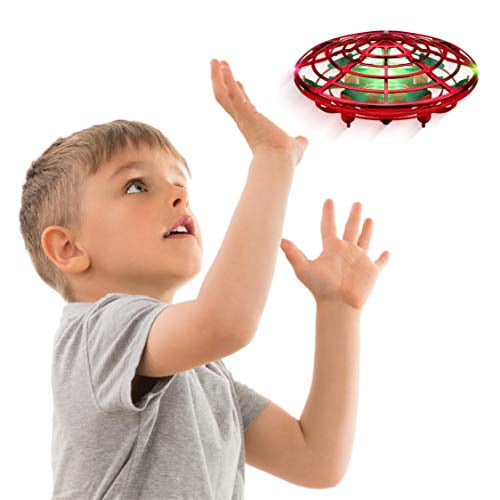 Force1 Scoot Hand Operated Drone for Kids or Adults - Hands Free Motion Sensor Mini Drone, Easy Indoor Small UFO Toy Flying Ball Drone Toy for Boys and Girls (Red)