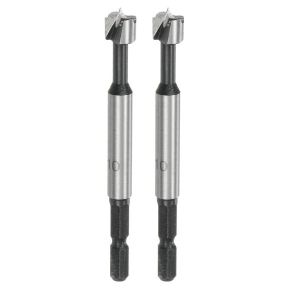 Uxcell 2 Pieces Forstner Drill Bit 10mm (13/32") Dia 1/4" Hex Shank Multi-Tooth Wood Hinge Drill Bits
