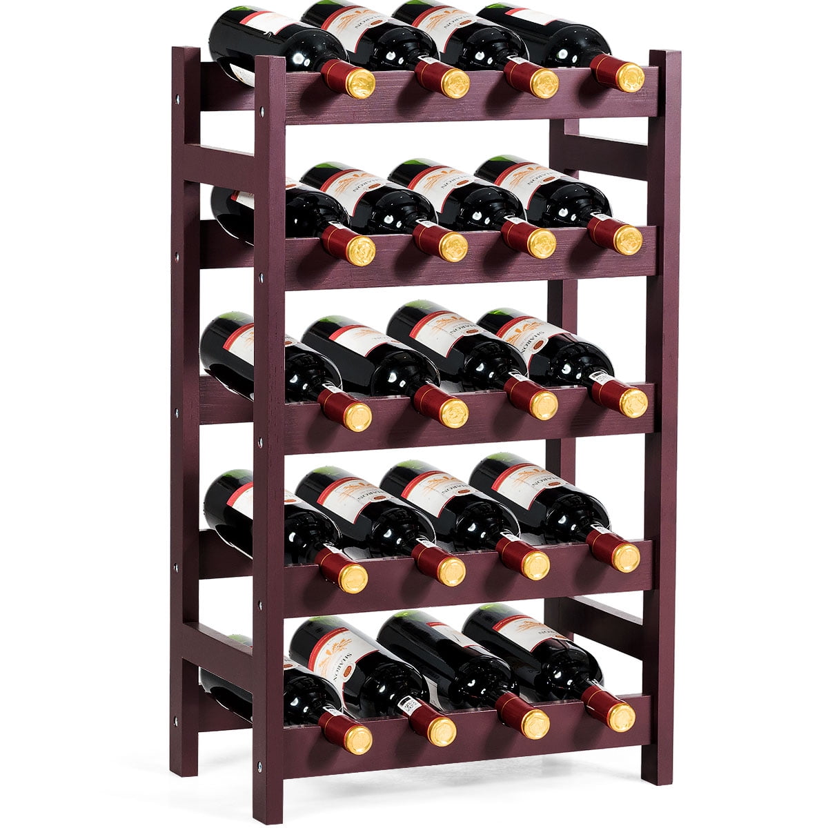 8-Bottle Riipoo 8-Bottle Wine Rack Free Standing and Countertop Stackable Wine Storage Shelf 2-Tier Nature Bamboo Wine Display Rack