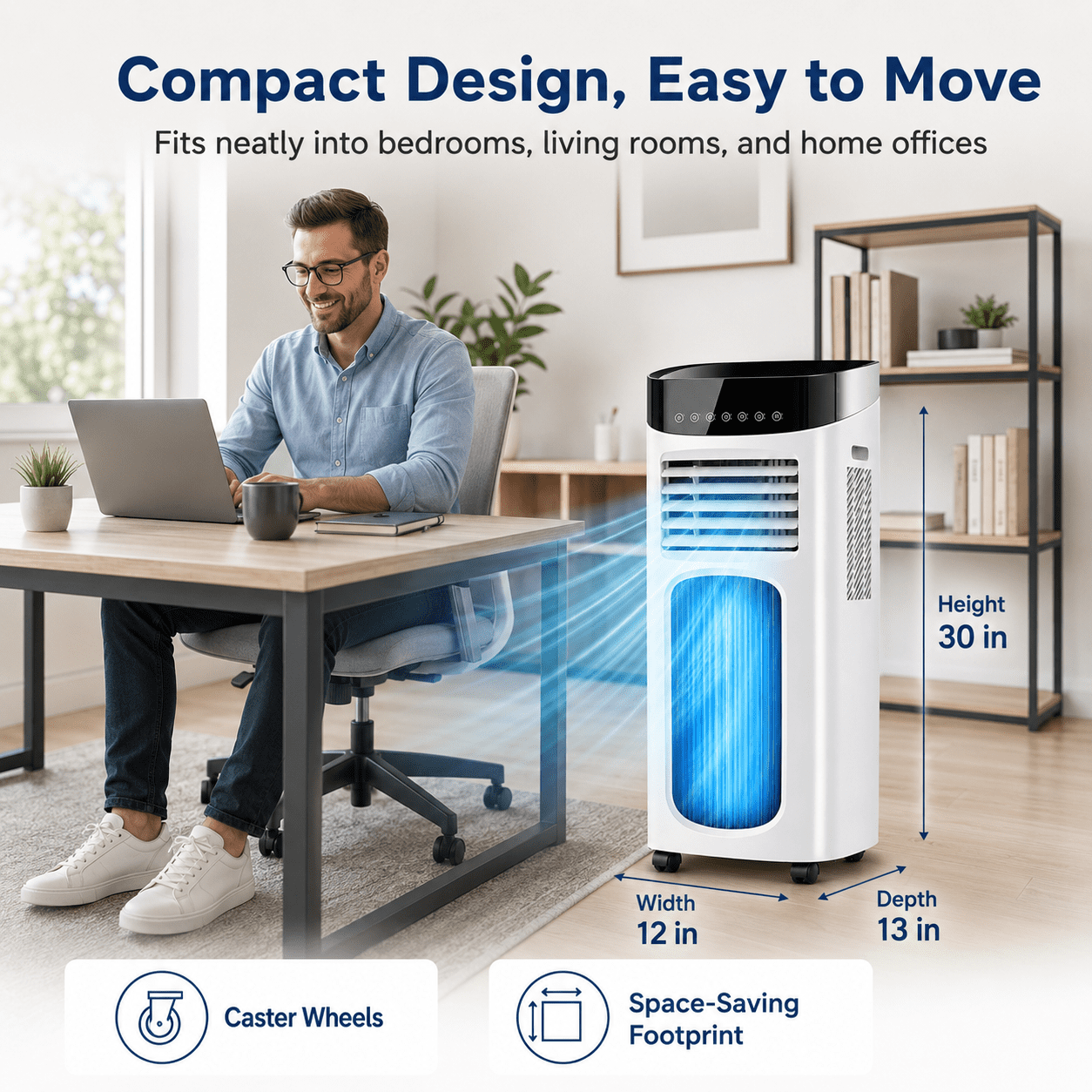 12000 BTU Portable Air Conditioner, 3-in-1 AC Unit with Dehumidifier & Fan, Remote Control, 24-Hour Timer, Portable Room Air Conditioner for Home Office Dorm