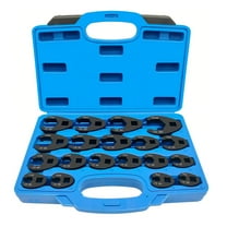 19-Piece 3/8" & 1/2" Drive Metric Flare Nut Wrench Set - 8-32mm Crowfoot Wrenches for Ratchets (SAE/Metric Compatible)