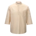 thumbnail image 4 of Polo Shirts for Men 3/4 Sleeve Loose Stand Collar Pullover T Shirt Buttons Summer Fall Casual Comfortable Streetwear Business Mens Polo Shirts Khaki L, 4 of 10