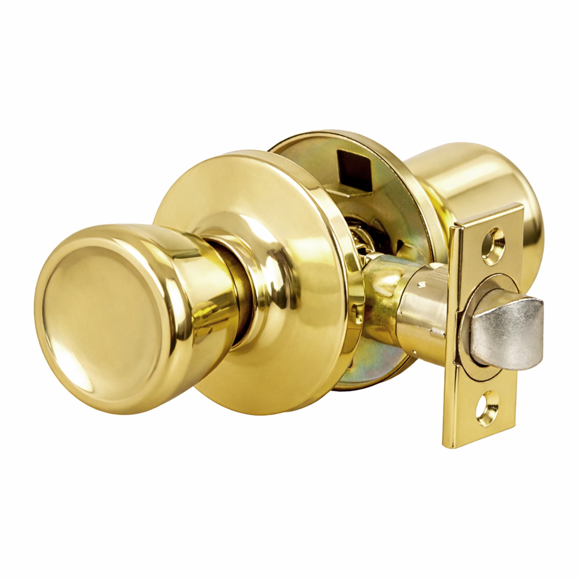 Polished Brass Passage Door Knob, Hall and Closet, 6-Way Universal Fit