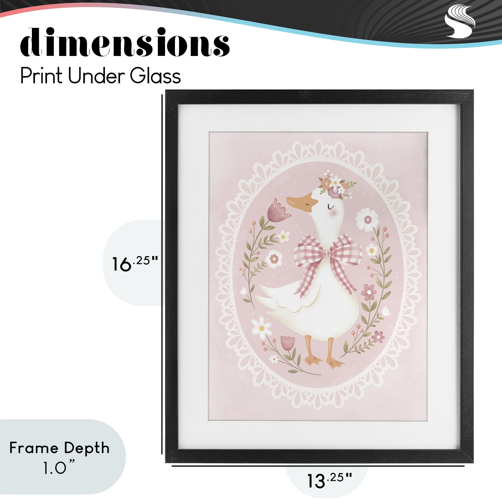 Stupell Industries Pink Floral Spring Goose Black Framed Print Under Glass, design by Penny Aguilera