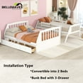 thumbnail image 2 of BELLEMAVE Twin over Full Bunk Bed with there drawer, bulid in ladder and storage stairs, Convertible into 2 beds, Bunk bed /Wood Bunk Bed for Teens(White), 2 of 10