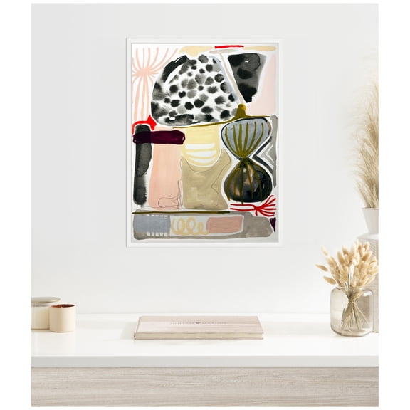 Kate and Laurel Abstract 01 Framed Canvas Wall Art  by Emma Daisy 18 x 24 Sylvie White, Modern Contemporary, Abstract Art for Wall Decor, Living Room Bedroom