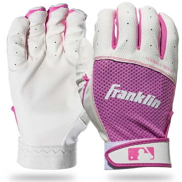 Franklin Sports Teeball Flex Series Batting Gloves - White/Pink - Youth Medium