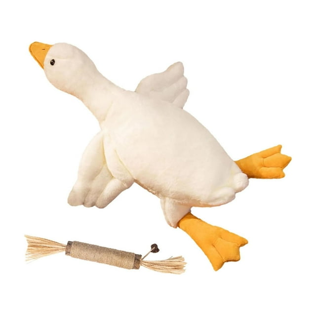 Plush Pillow 90cm White Goose Plush Toy with 22cm Squeaky Dog Toy Realistic Raffia Chew Toy for Puppies and Senior Dogs Interactive Indoor Play(1Pcs) Rkxzt