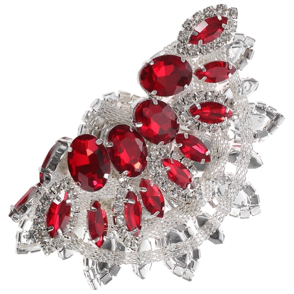 DIY Brooch Patch Decor Creative Shape Rhinestone Garment Patch with Hot Melt Adhesive Red