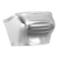 thumbnail image 2 of FYMNSI Women's Sexy Shiny Metallic Strapless Crop Tube Top Strapless Holographic Tops Clubwear XXL t-Sliver, 2 of 4