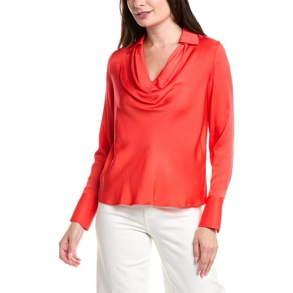 Elie Tahari womens The Ciaran Silk-Blend Blouse, xs, Red