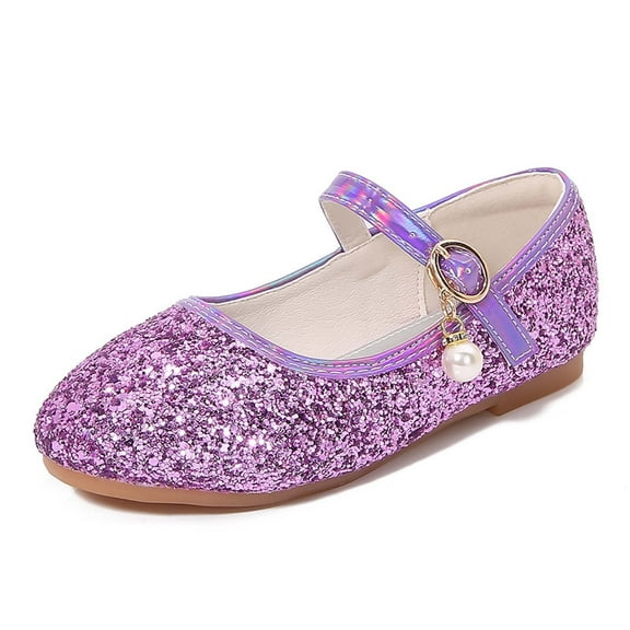 lnmuld Toddler Girls Sparkly T-Strap Sandals, Fashionable & Lightweight for Casual Wear, Performances & Play Color:Purple,Size:4.5-5 Years
