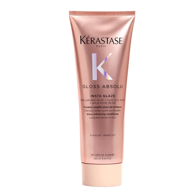 Kérastase Gloss Absolu Insta-Glaze Acondicionador Anti-Frizz, Brillo Intenso, Ácido Hialurónico, Ácido Glicólico y Aceite de Rosa Silvestre 250 m