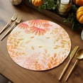 thumbnail image 5 of Fall Round Placemats Set of 4 Ombre Leaves Place Mats Thanksgiving Woven Placemat Autumn Orange Plant Bush Circle Braided Table Mat for Kitchen Dining Table Autumn Party Home Decor 15 Inch, 5 of 9