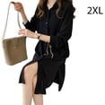 thumbnail image 1 of Vestido camisero Vestido midi de gasa transpirable con bolsillo informal de manga larga, Negro, XXL Noticed AP001472-16B, 1 of 7