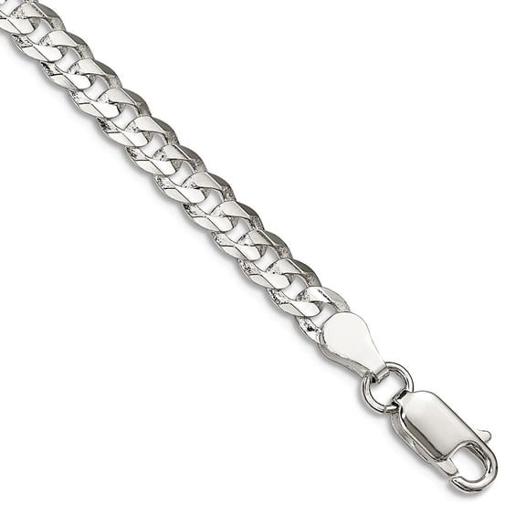 925 Sterling Silver 4.5mm Concave Beveled Curb Chain Bracelet 9 Inch Link Bracelet for Women and Men