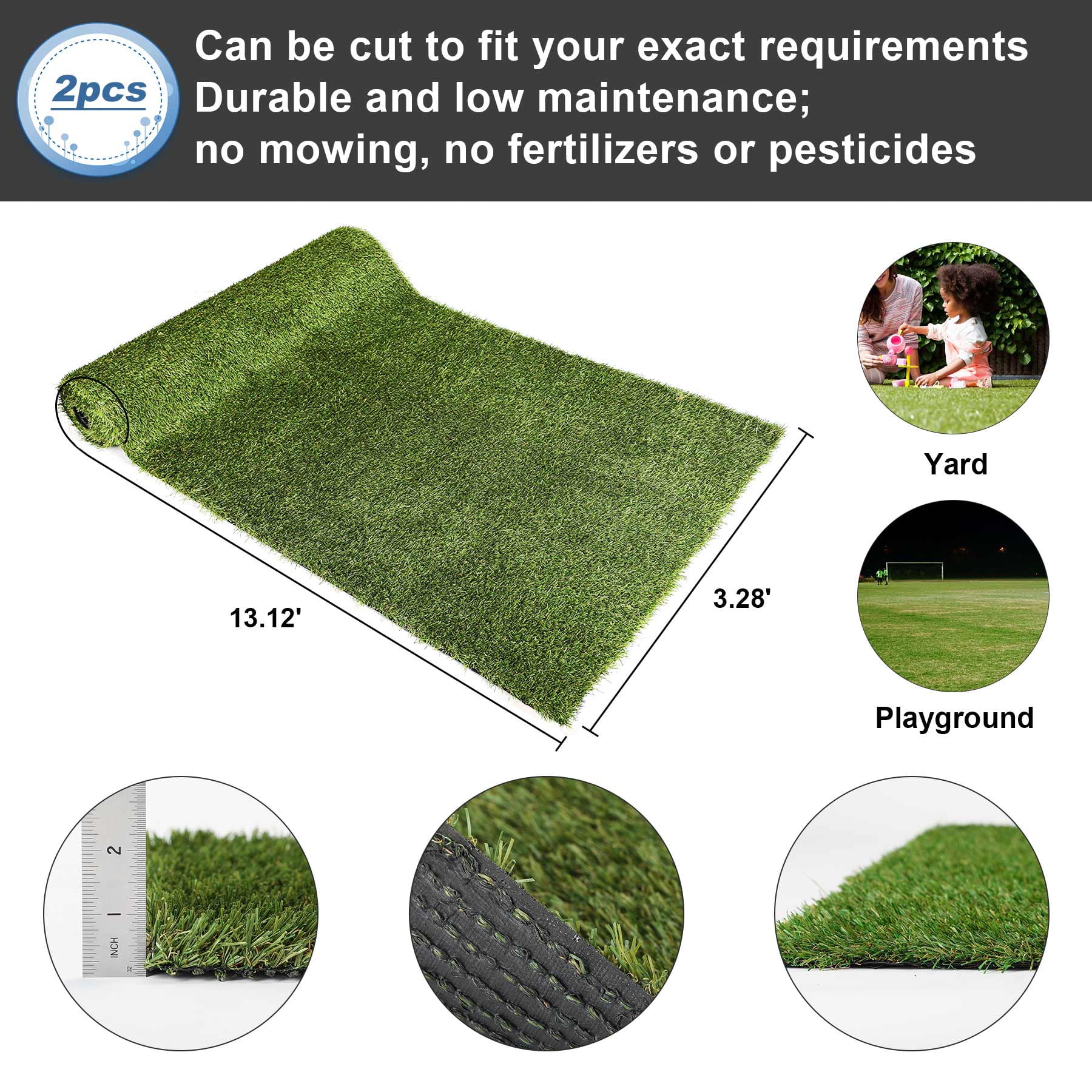 2PCS Artificial Grass Patch 13.1? x 3.3? Lead-Free Fake Grass - Walmart