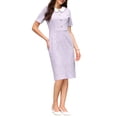 thumbnail image 2 of INSPIRE CHIC Women's Tweed Dress Short Sleeve Peter Pan Collar 2026 Cocktail Wedding Pencil Dresses S Light Purple, 2 of 5