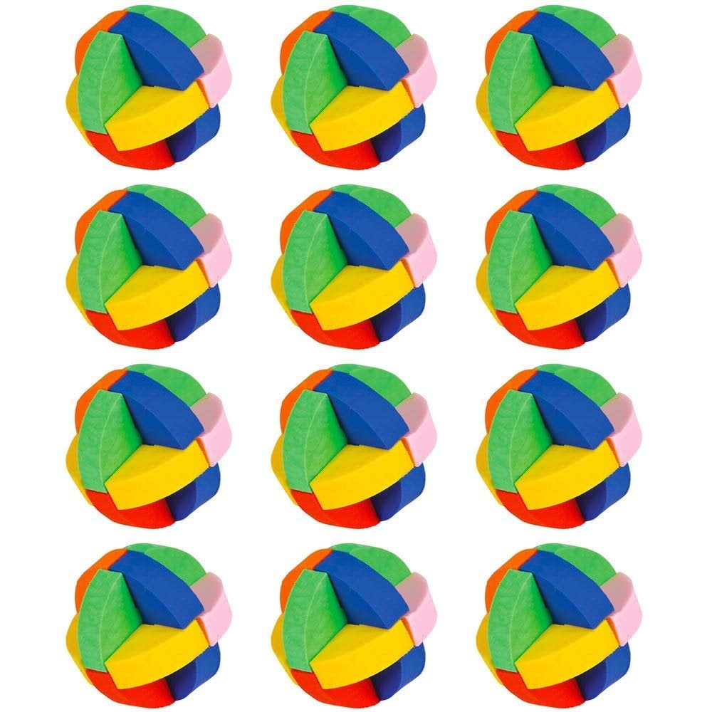 Puzzle Ball Eraser Pack of 12 Assorted Round Colored Rubik’s Cube
