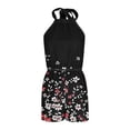 thumbnail image 6 of DHFJKG Women Sleeveless Rompers Summer Hawaiian Halter Backless Tropical Printed Elastic Waistband Casual Beach Vacation Outfits, 6 of 7
