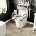 thumbnail image 2 of Adjustable Gray Commode Chair with Raised Toilet Seat & Safety Frame - Portable, Steel & PU Leather, 331lb Capacity, Ideal for Bathroom & Bedroom Use, 2 of 11