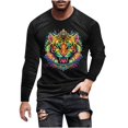 thumbnail image 3 of Jinhomg Mens Big and Tall T Shirts Novelty Funny Mardi Gras Mask Graphic Tees Lightweight Comfy Long Sleeve Crew Neck Tops Holiday Party Streetwear Lightning Deals of Today Prime Black L, 3 of 6