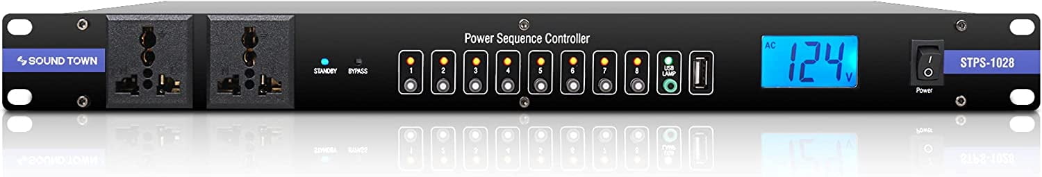 Sound Town PA DJ Combo with 14U Rack/Road ATA Case w/Slant Mixer Top, DJ Work Table, One 10 Outlet AC Power Conditioner/Sequencer (STMR-14TPS10)