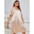thumbnail image 4 of ebukurty Plus Size Women's Nightgown Satin Bat Sleeves Side Slit Sleepwear, Sizes 1XL-3XL, 4 of 8