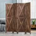 thumbnail image 2 of HOMCOM 4-Panel Privacy Screen with Foldable Design Wood Frame Walnut 5.6FT, 2 of 10