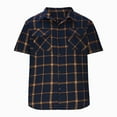 thumbnail image 6 of WREESH Men's Oversized Summer Button Down Shirts Fashion Short Sleeve Plaid Top Trendy Style Yellow, 6 of 8