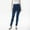 Blue, variant on Miqool Women's Denim Print Fake Jeans Leggings Stretch Skinny Seamless High Waisted Pull-On Leggings Soft Opaque Slim Tummy Control Workout Yoga Pants