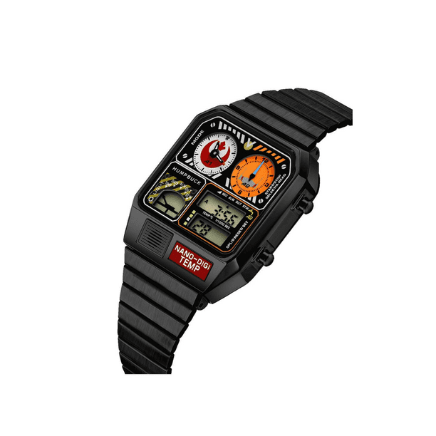 HUMPBUCK DIGITEMP 2301 Reloj Multifuncional; Doble horario, Alarma, Luz led, Color Negro
