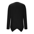 thumbnail image 6 of Homenesgenics Fall Tops for Women Long Sleeves Women's Solid Color Round Neck T-Shirt with Irregular Buttons at The Hem Black L, 6 of 7