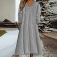 thumbnail image 2 of Prolriy Robe à Manches Longues pour Femmes Robe Décontractée Robe Ample à Capuche en Peluche Unie Robe Chandail à Poches Chandails Robes pour Femmes Gris m, 2 of 4