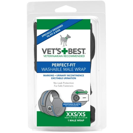 Vet's Best Washable Male Dog Diapers | Absorbent Male Wraps with Leak Protection | Excitable Urination, Incontinence, or Male Marking | XXS/XS | 1 Reusable Dog Diaper Per (Best Dog Diapers For Incontinence)