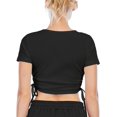 thumbnail image 4 of HTOOQ Ribbed Crop Top for Women Summer Ruched Crop Tops with Drawstring Scoop Neck T Shirts for Women, 4 of 5