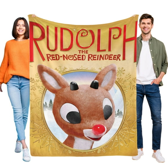 Rudolph de nariz roja anti-pilling, suave, ligera, esponjosa y acogedora de lujo para hogar y cocina – Perfecta para niños y adultos,120X80cm