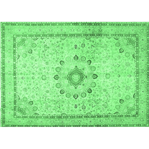 Ahgly Company Indoor Rectangle Medallion Emerald Green Traditional Area Rugs, 5' x 8'