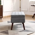 thumbnail image 4 of Hassch Storage Ottoman Bench, Linen Fabric Upholstered Foot Rest with Solid Wood Legs, End of Bed Bench, Load up to 300 lbs, for Living Room, Bedroom, Entryway, 43.3"L x 17.7"W x 18.9"H, Gray, 4 of 9