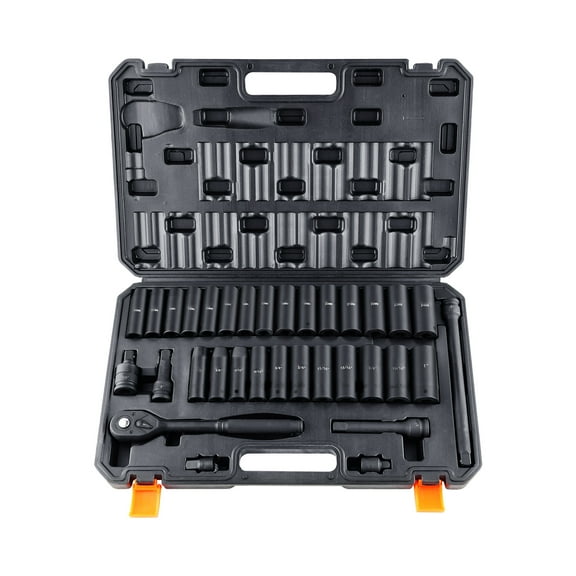 SKYSHALO Impact Sockets Set 33pcs 6-Point 1/2in Drive Bit Ratchet Tool Kit Case