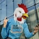 thumbnail image 2 of Máscara de pollo, disfraz de Halloween para fiestas de látex con cabeza de animal de gallo, color amarillo y blanco, 2 of 5