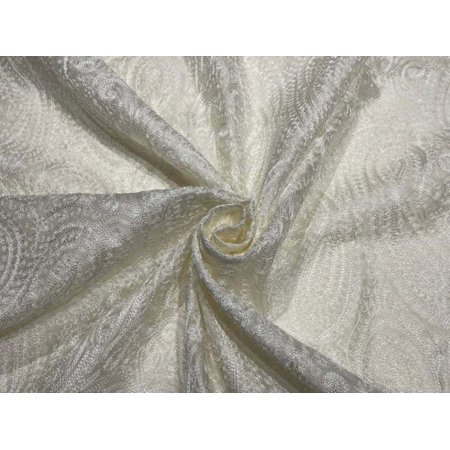 100% cotton Chanderi White Embroidered 44" wide [12207] available on bulk preorder